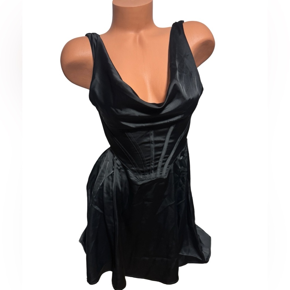 Urban Outfitters Helena Satin Corset Mini Dress in Black